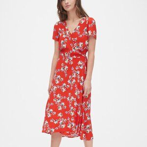 Gap Floral Print Midi Wrap Dress